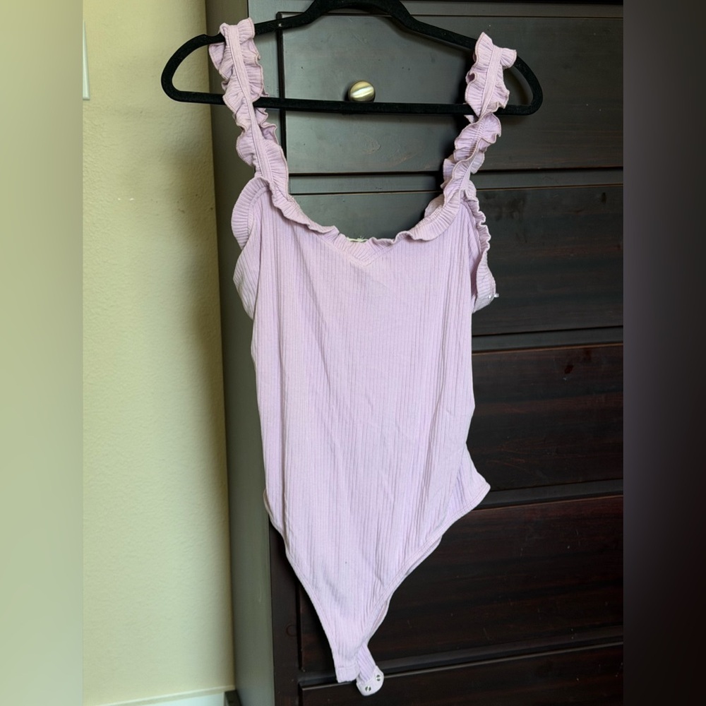 eesome Lavender Ruffled Strap One-Piece Bodysuit